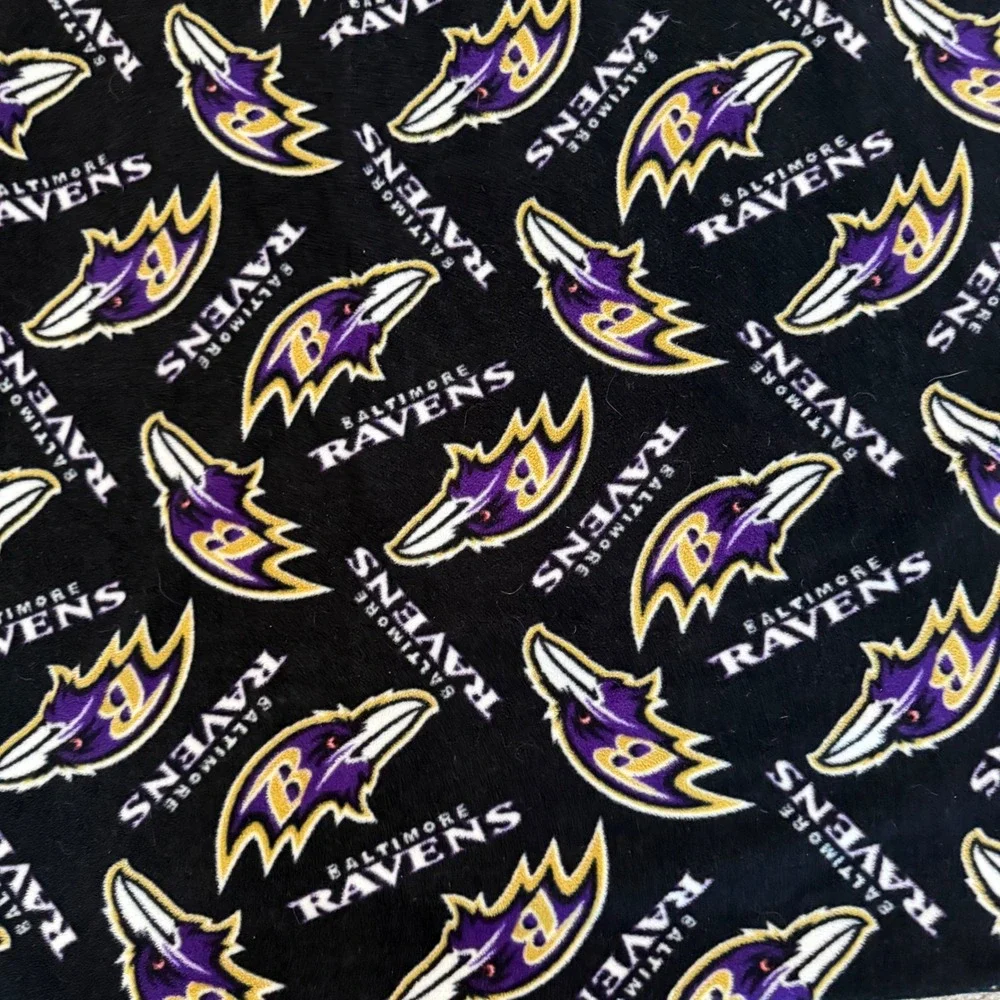 NFL Baltimore Ravens Blanket Purple Black Fleece Logo Print Throw Handmade